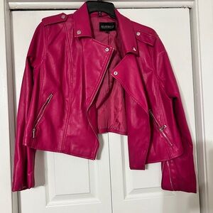 ELOQUII hot pink leather jacket